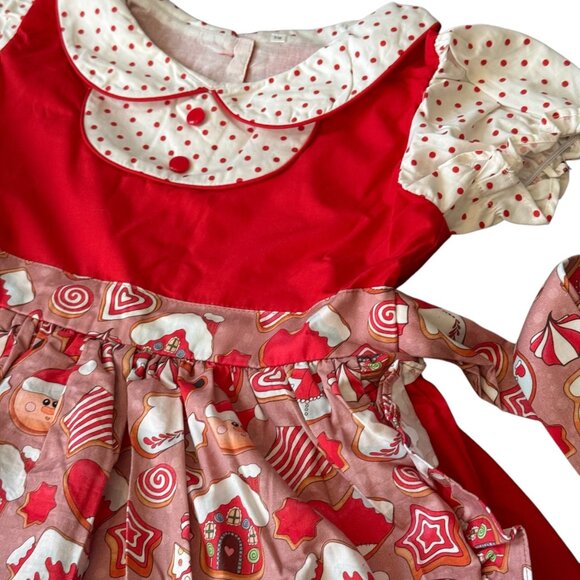 NEW Oh Shana! Gingerbread Apron Style Dress 7/8 - Picture 4 of 12